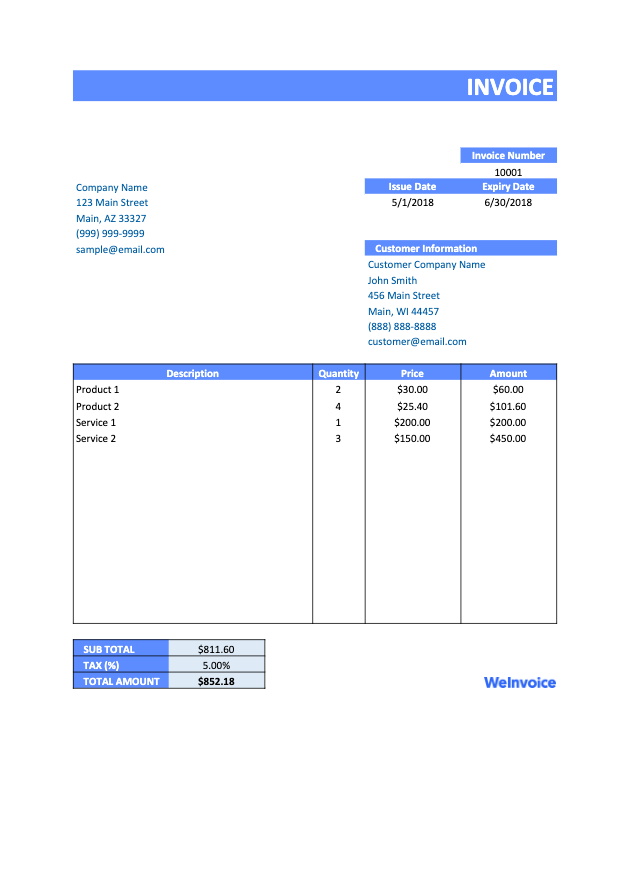 invoice template free excel download